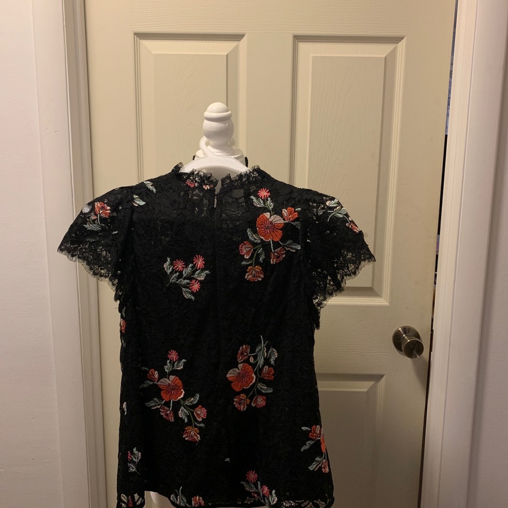 NWT Rebecca Taylor black zip up blouse